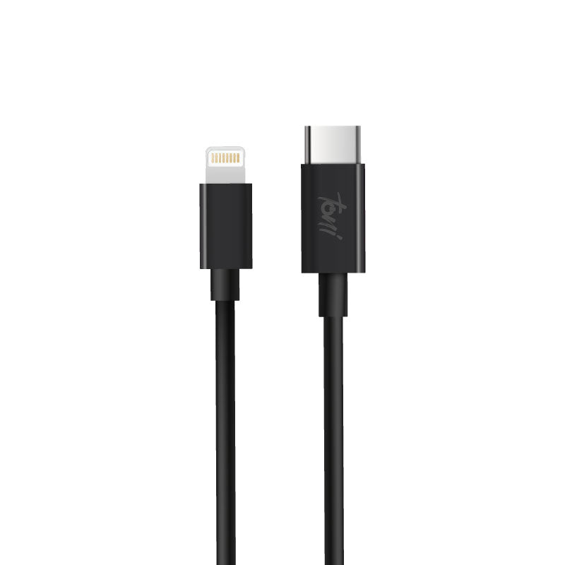 Toni Fast Charging Type C to Apple Lightning 1.2m Cable - Black - Black