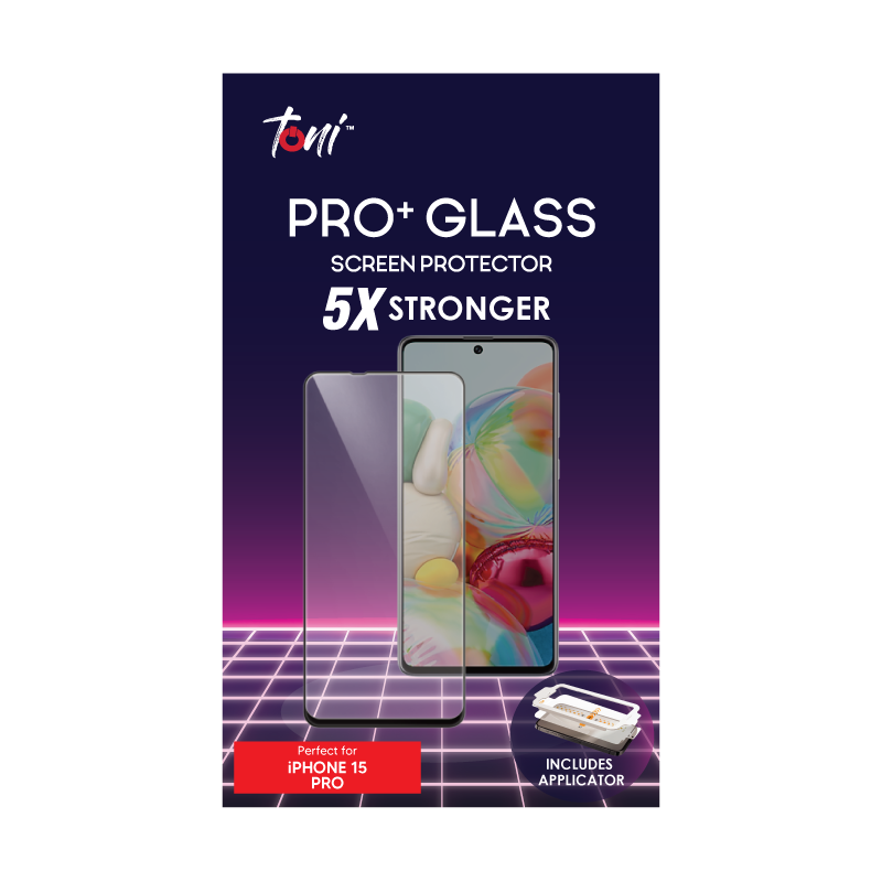 Toni Pro+ Glass Apple iPhone 15 Pro Screen Protector with Applicator