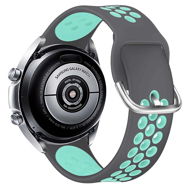 Toni Silicone Buckle Watch Strap 20mm - Grey/Turquoise - Grey