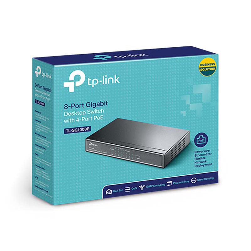 TP-Link 8 Port Gigabit Desktop PoE Switch - Grey - Grey