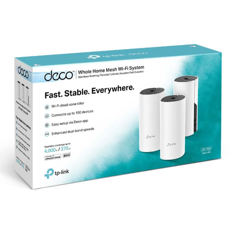 TP-Link Deco M4 AC1200 Whole-Home Mesh Wi-Fi System 3-pack - White - White