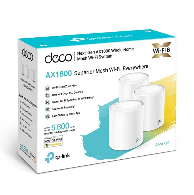 TP-Link Deco X20 AX1800 Whole-Home Mesh Wi-Fi System 3-pack - White - White
