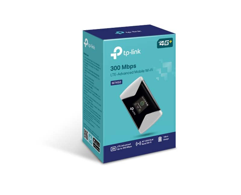 TP-Link M7450 300Mbps 4G LTE Advanced Mobile Wi-Fi Modem - Black / Silver - Black/Grey