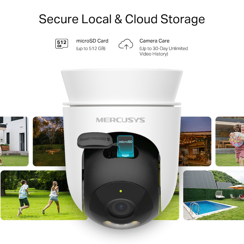 TP-Link Mercusys Outdoor Pan/Tilt Security Wi-Fi Camera - White - White