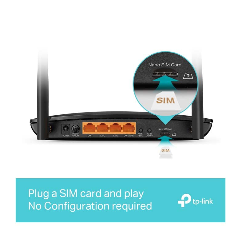 TP-LINK MR600 4G Cat6 AC1200 Wireless Dual Band Gigabit Router - Black - Black