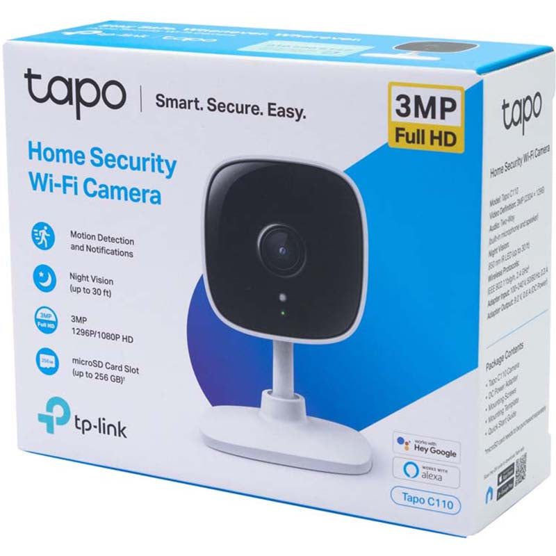 TP-Link Tapo C110 3MP Home Security Wi-Fi Camera - White