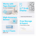 TP-Link Tapo T315 Smart 868mhz Temperature & Humidity Monitor - White - White