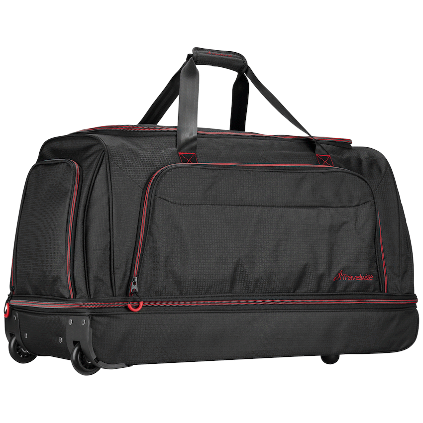Travelwize Asteroid Trolley Duffle Bag - Black/Red - Black - Luggage
