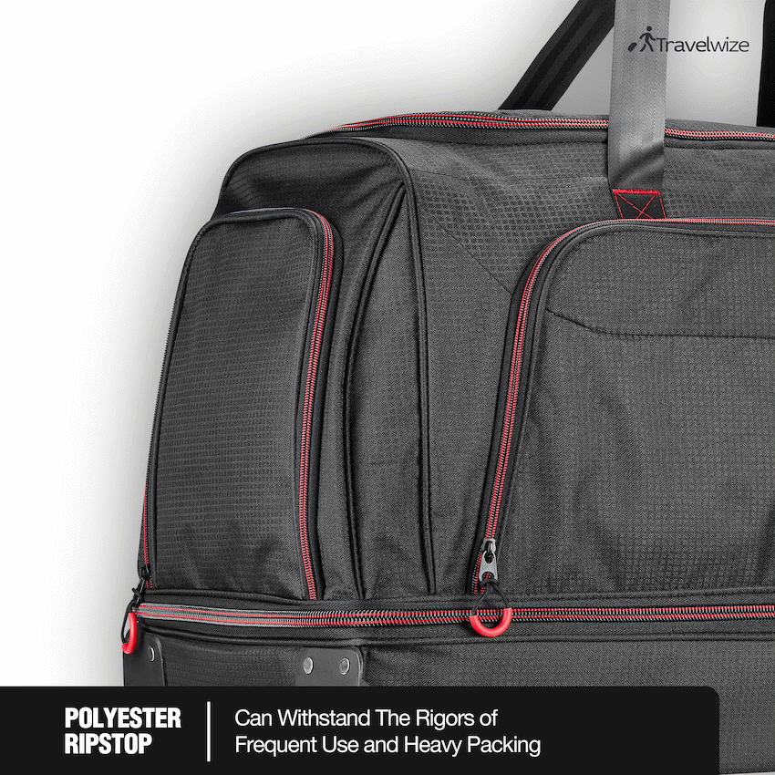Travelwize Asteroid Trolley Duffle Bag - Black/Red - Black - Luggage