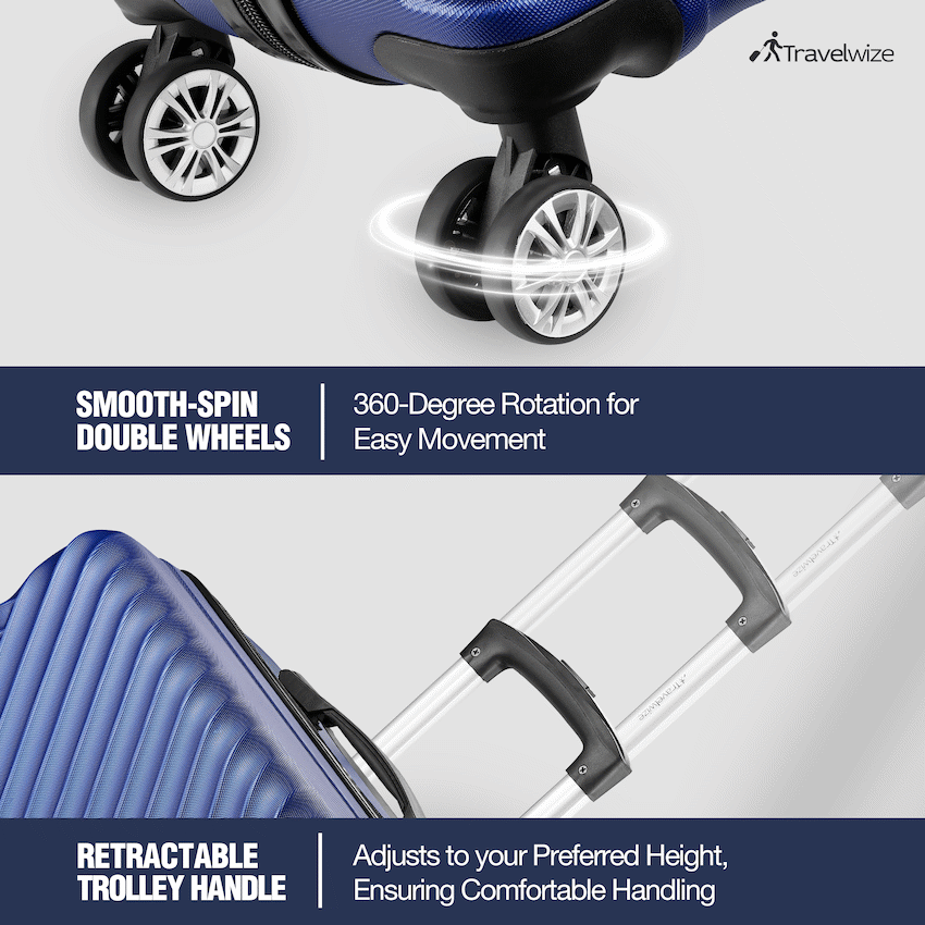 Travelwize Astra ABS 67cm 4-Wheel Spinner Luggage - Navy - Navy - Luggage