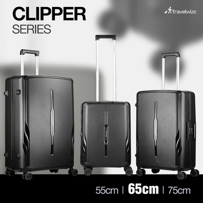 Travelwize Clipper PP 65cm 4-Wheel Spinner Luggage Black - Black - Luggage