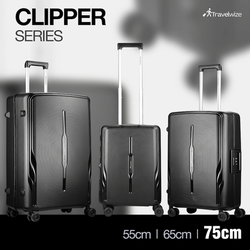 Travelwize Clipper PP 75cm 4-Wheel Spinner Luggage Black - Black - Luggage