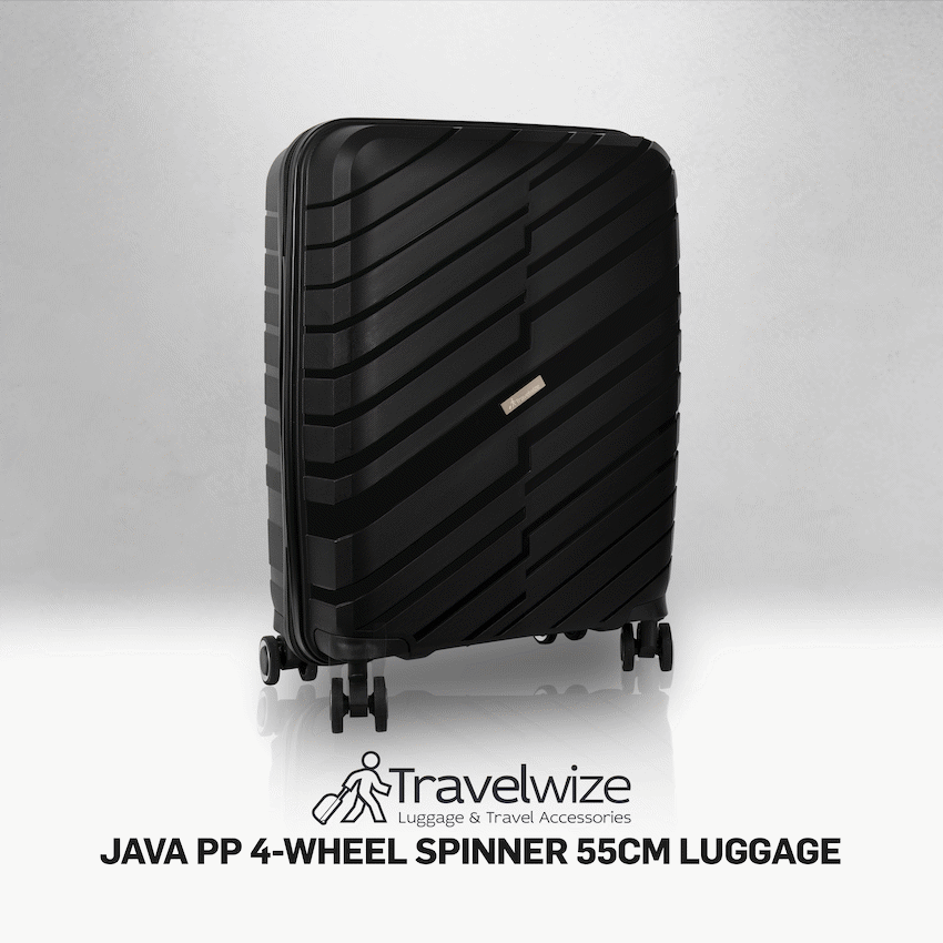 Travelwize Java PP 4-Wheel Spinner 55cm Luggage - Black - Black - Luggage