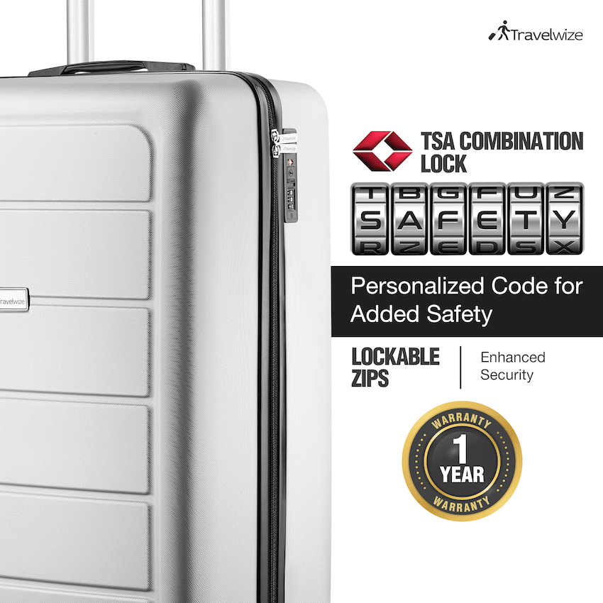 Travelwize Maple ABS 55cm 4-Wheels Spinner Luggage - Silver - Silver - Luggage