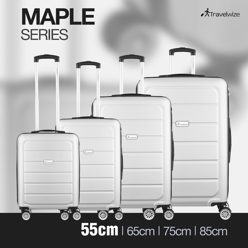 Travelwize Maple ABS 55cm 4-Wheels Spinner Luggage - Silver - Silver - Luggage