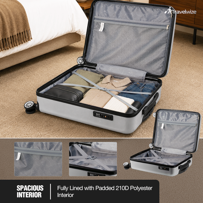 Travelwize Maple ABS 65cm 4-Wheel Spinner Luggage - Silver - Silver - Luggage