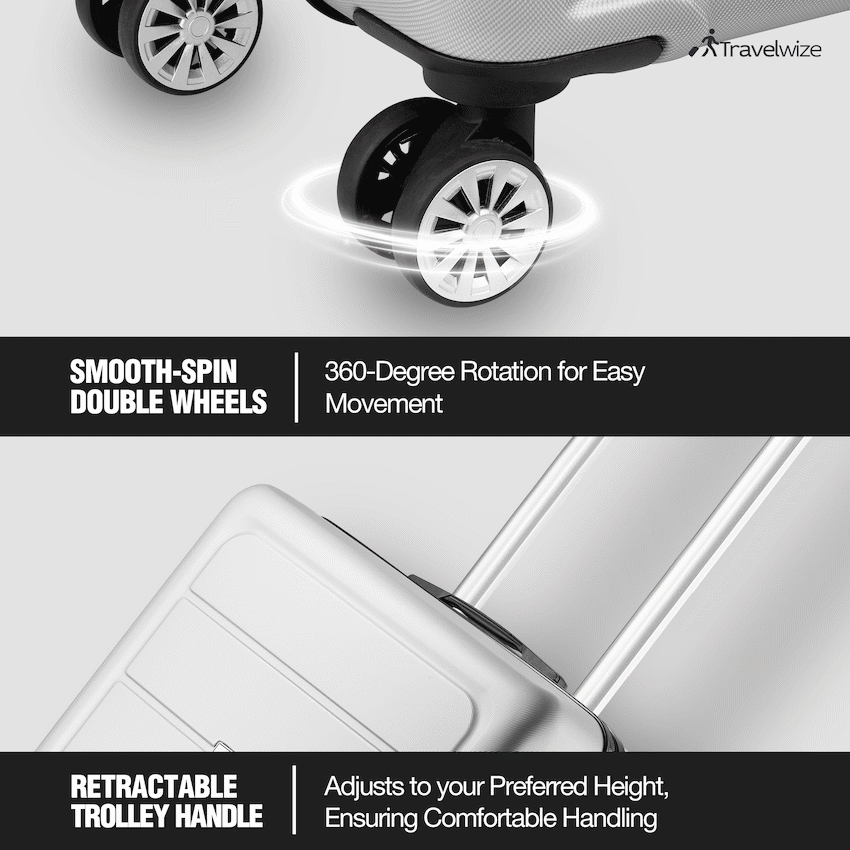 Travelwize Maple ABS 65cm 4-Wheel Spinner Luggage - Silver - Silver - Luggage