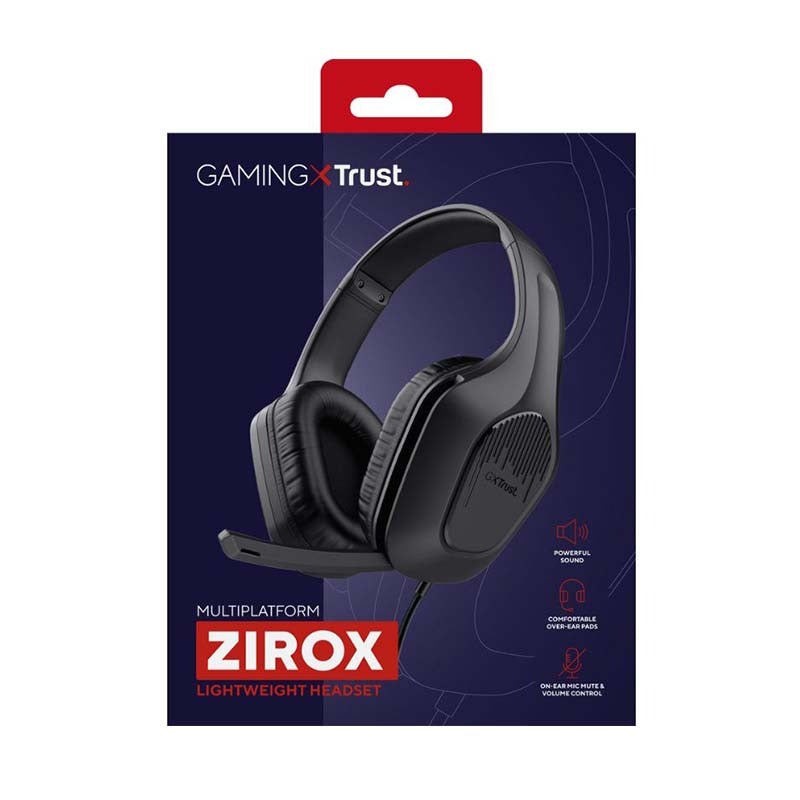 Trust GXT415 Zirox Wired Gaming Headset - Black - Black