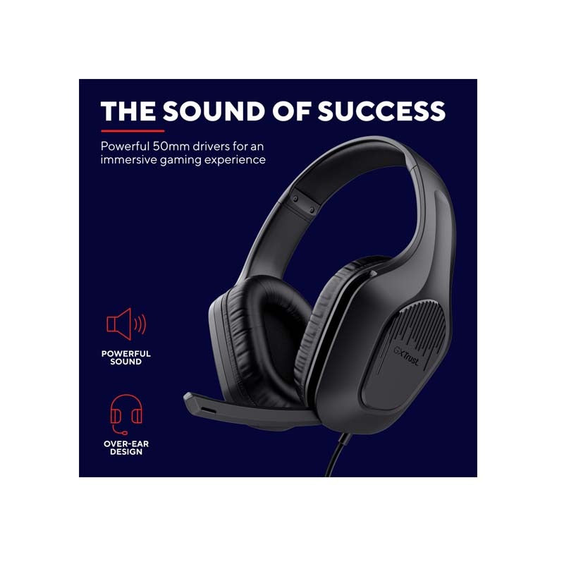 Trust GXT415 Zirox Wired Gaming Headset - Black - Black