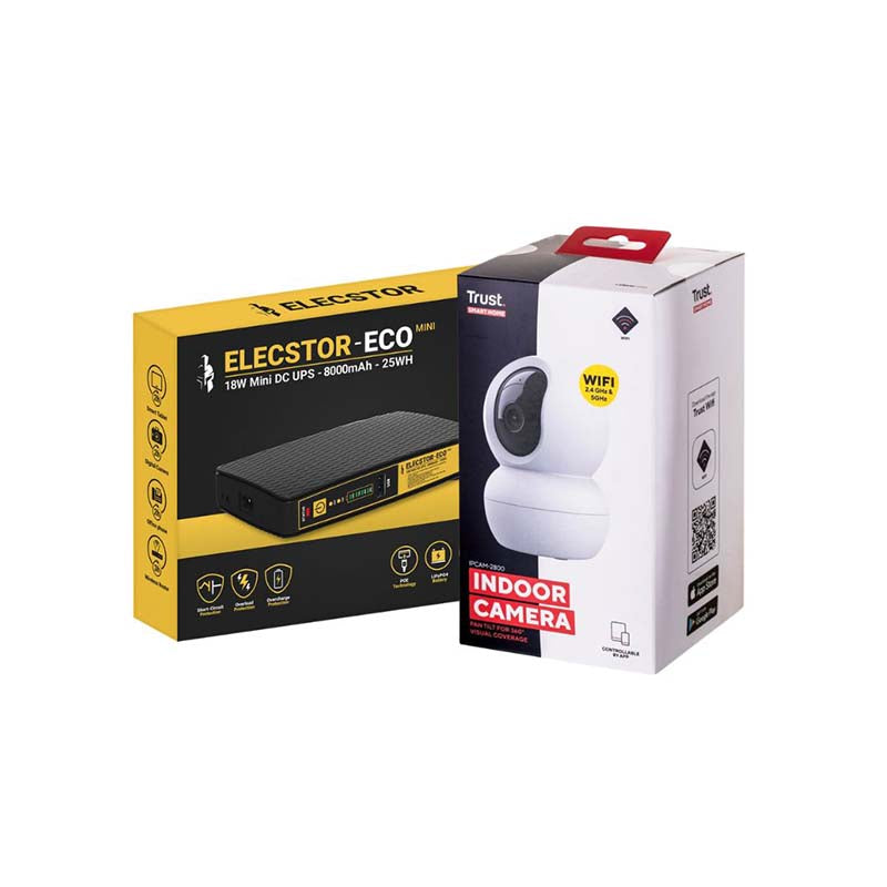 Trust x Elecstor IPCAM-2800 Indoor Camera + 18W Mini 800mAh DC UPS