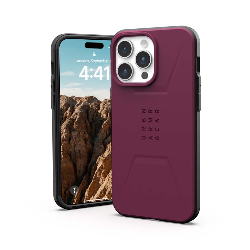 UAG Apple iPhone 15 Pro Max Civilian Magsafe FE Case - Bordeaux - Black / Red