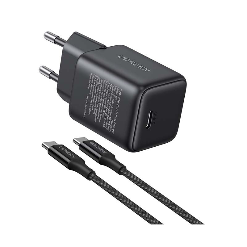UGREEN 1 Port 30W PD Wall Charger With Cable - Black - Black