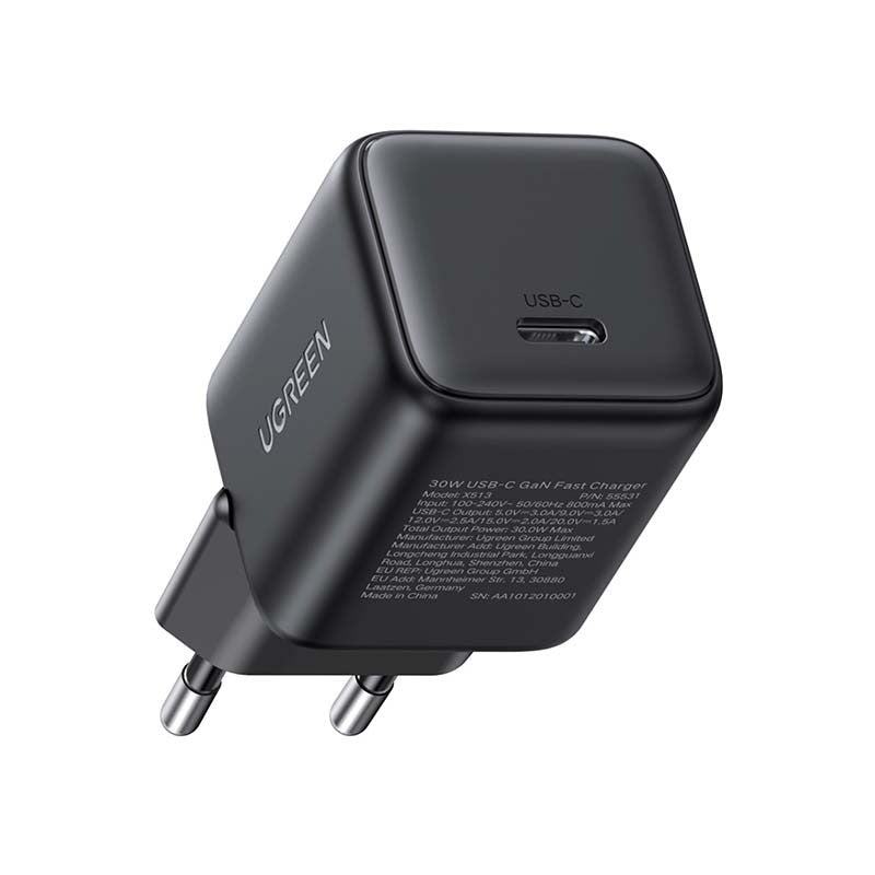 UGreen 1 Port Mini 30W PD Wall Charger - Black - Black