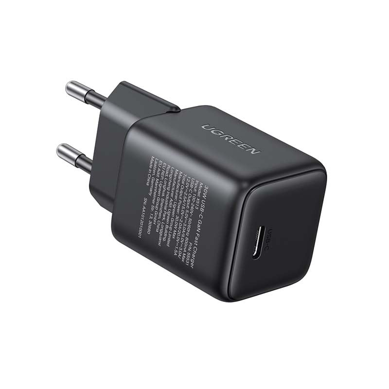 UGreen 1 Port Mini 30W PD Wall Charger - Black - Black