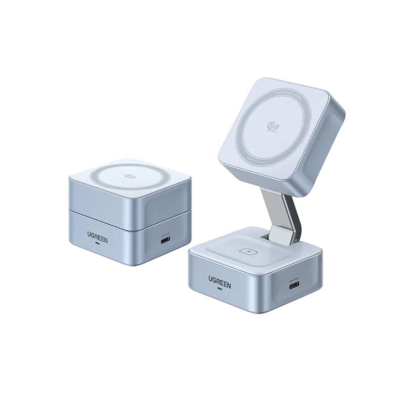 UGREEN 2-In-1 Magnetic Wireless Charger 25W – Silver - Silver