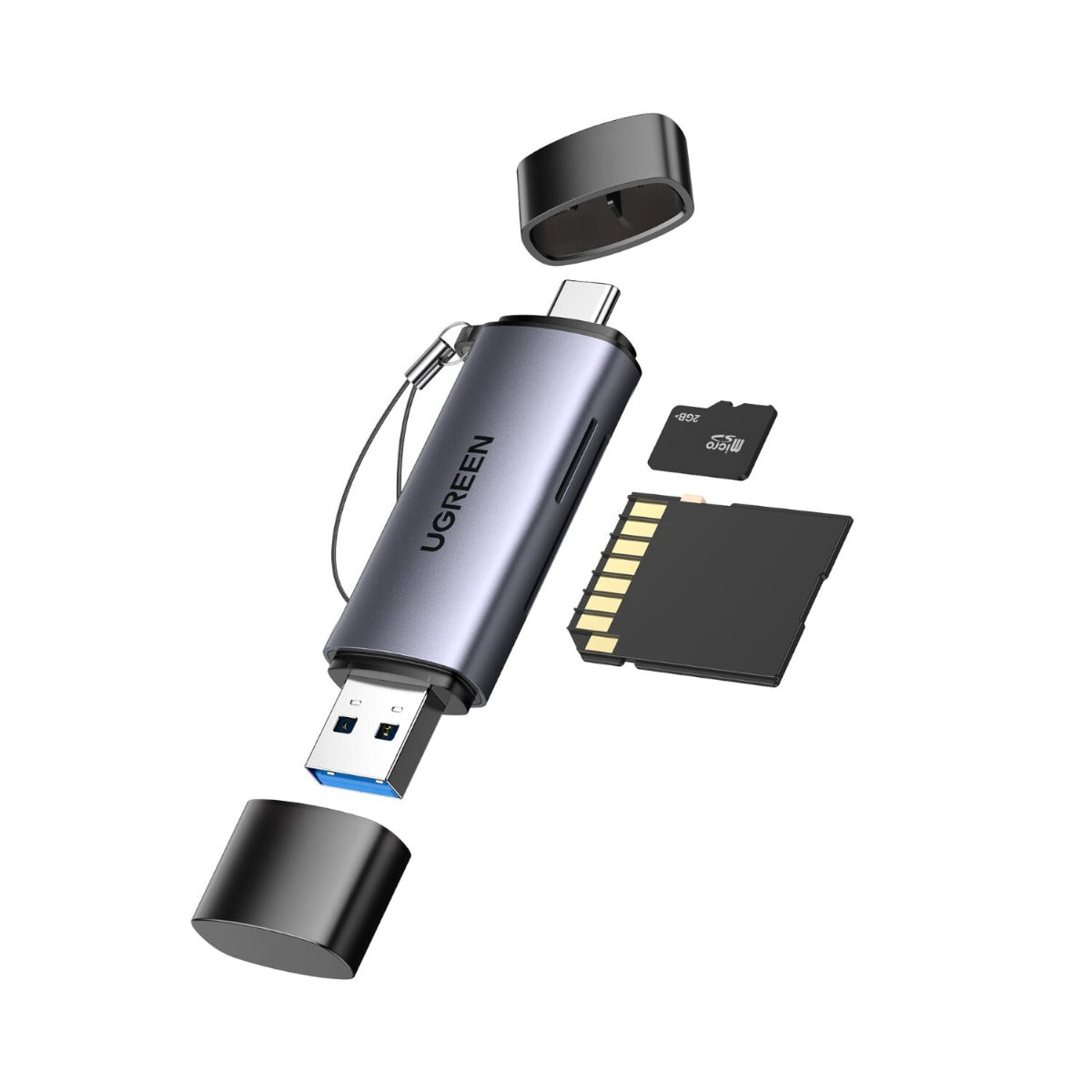 UGREEN 2-in-1 OTG Card Reader | Type-C | USB-A - Silver - Silver