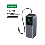 UGREEN 20000mAh Power Bank With Retractable Cable 165W – Grey - Grey