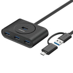UGREEN 4-Port USB 3.0 Hub with Micro USB | 5Gbps Data Transfer - 0.5m - Black