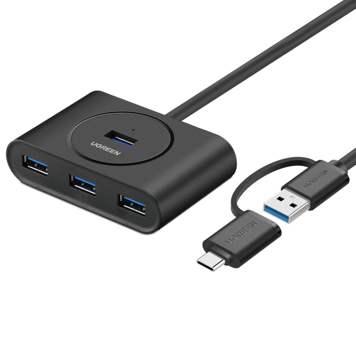 UGREEN 4-Port USB 3.0 Hub with Micro USB | 5Gbps Data Transfer - 1m - Black