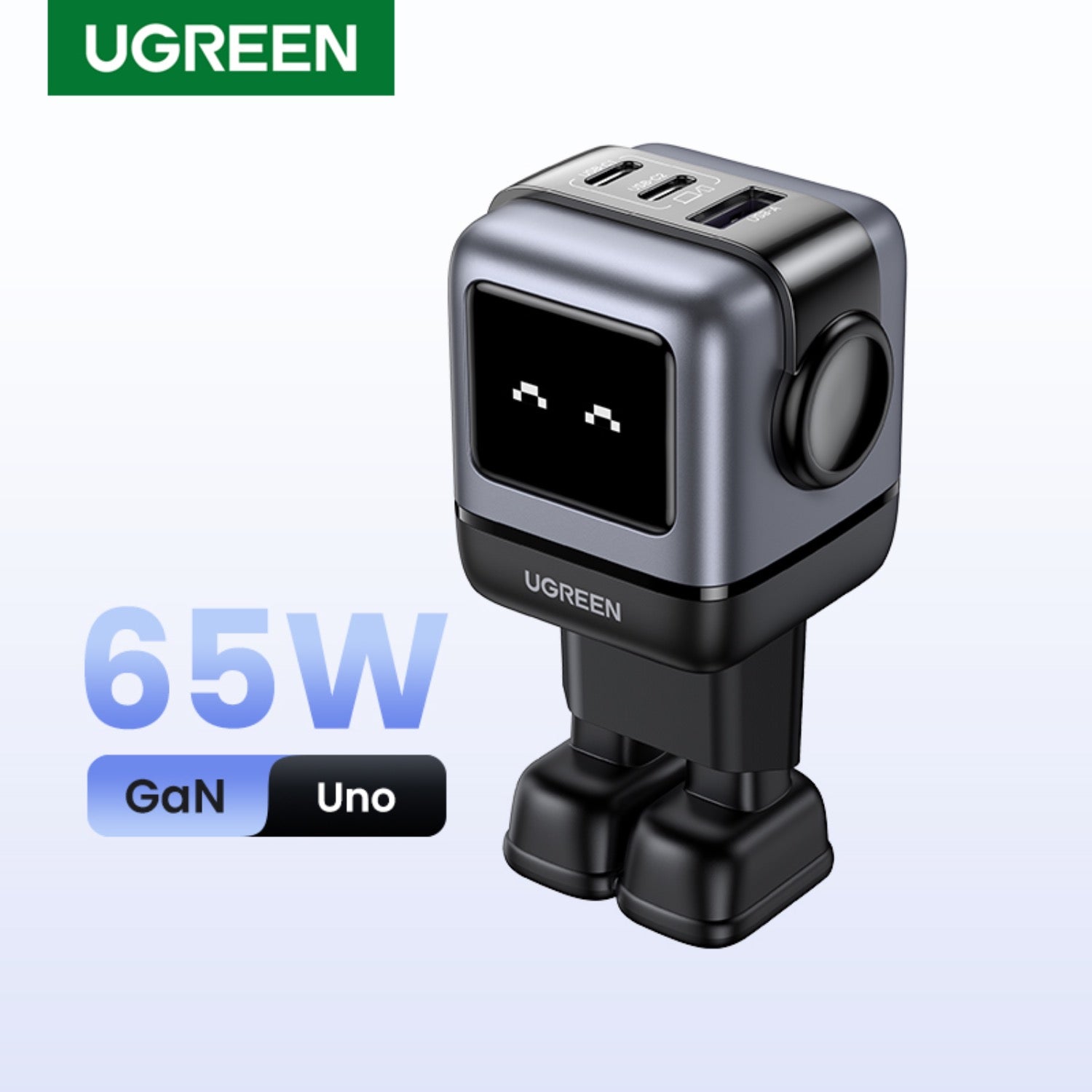 UGreen 65W Nexode RG 3 Port USB-C GaN Fast Charger - Grey - Grey
