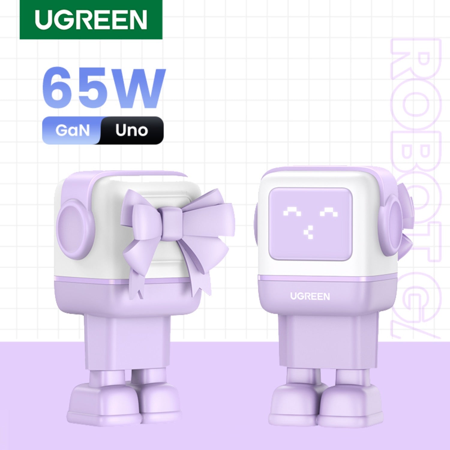 UGreen 65W Nexode RG 3 Port USB-C GaN Fast Charger - Purple - Purple