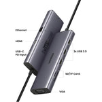 UGREEN 9-in-1 Type C Hub | HDMI | VGA | LAN | SD/TF | 100W PD | USB3.0 - Silver