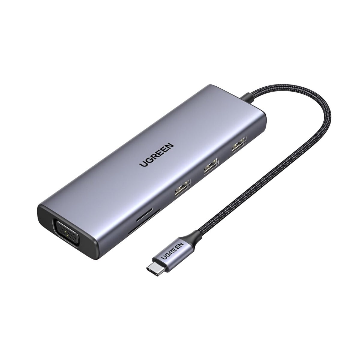 UGREEN 9-in-1 Type C Hub | HDMI | VGA | LAN | SD/TF | 100W PD | USB3.0 - Silver
