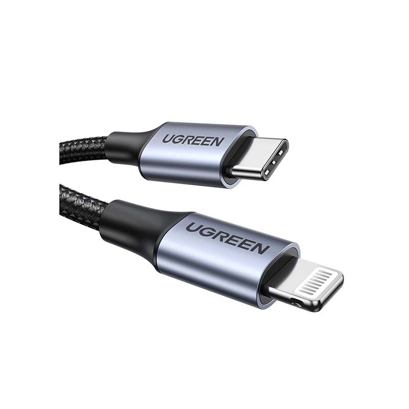 UGREEN Apple Lightning To Type C Braided Cable 1M - Black - Black