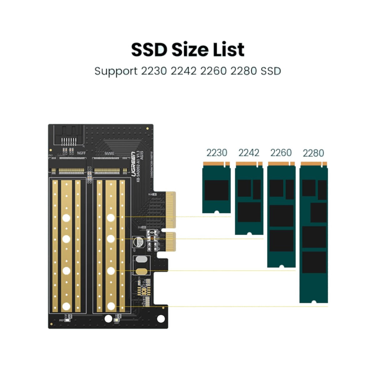 UGREEN CM302 M.2 M/B-Key to PCI-E 3.0 Expansion Card - Black