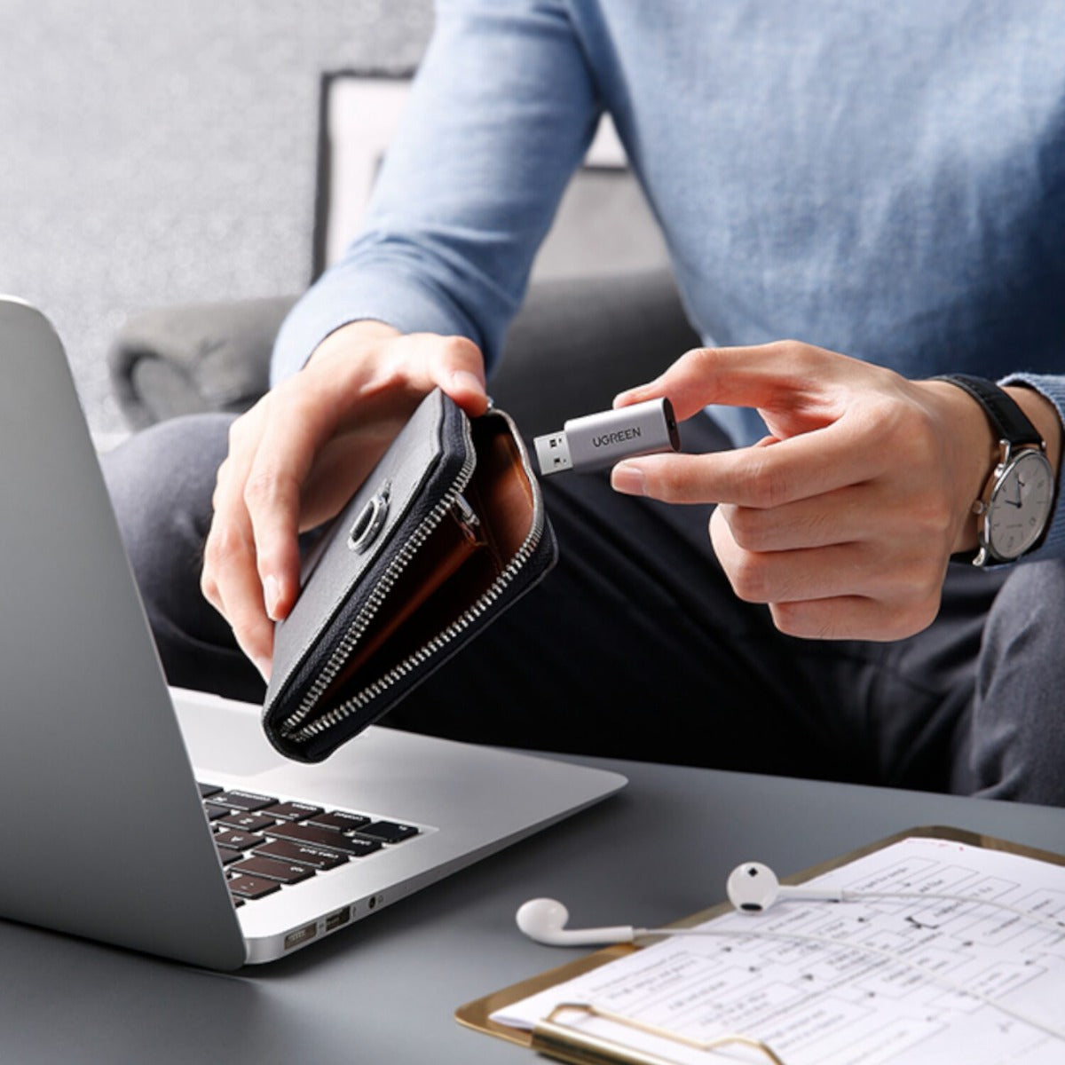 UGREEN CM383 USB-A to 3.5mm Audio Jack External Sound Adapter - Silver - Silver