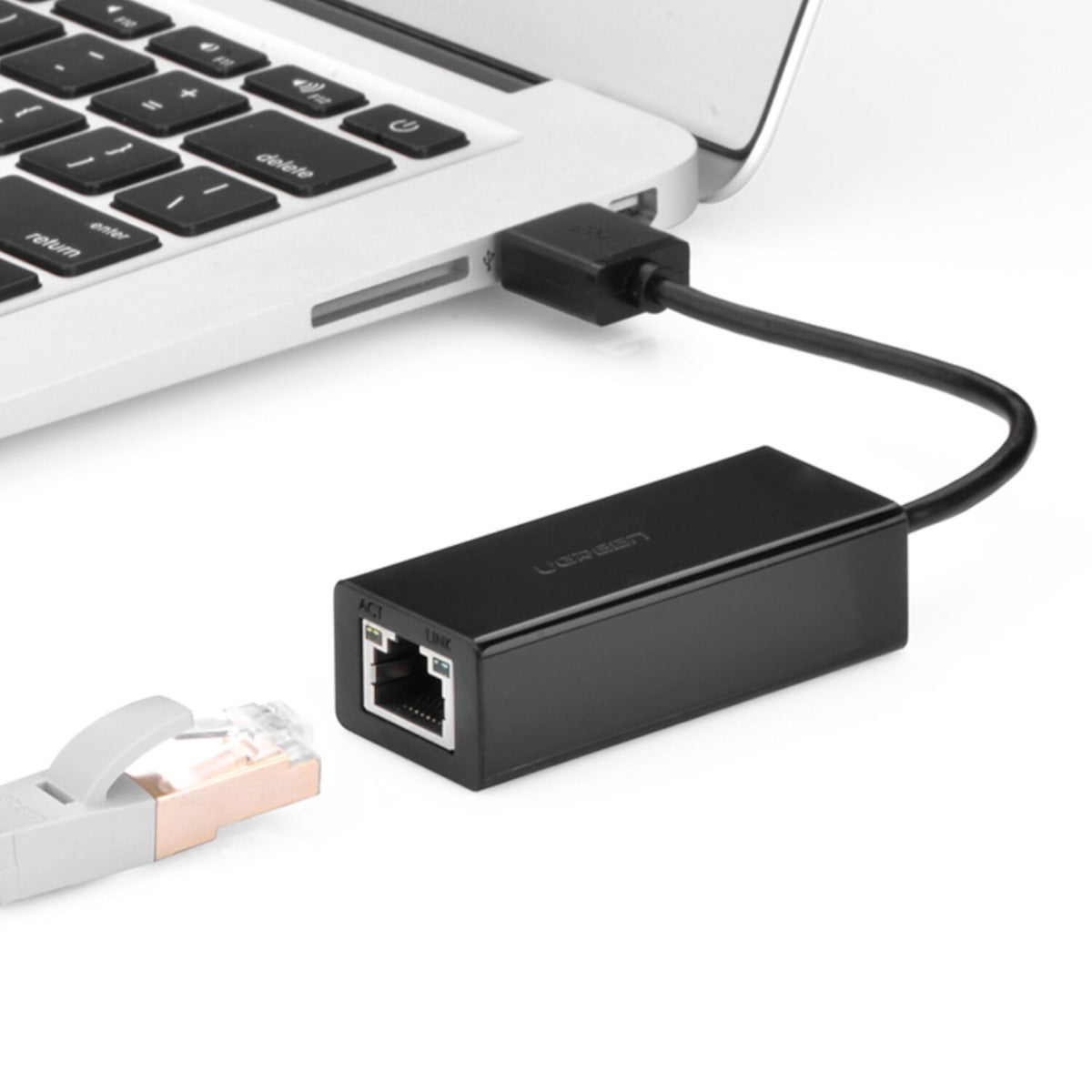 UGREEN CR110 Ethernet Adapter | USB 2.0 to RJ45 - Black - Black