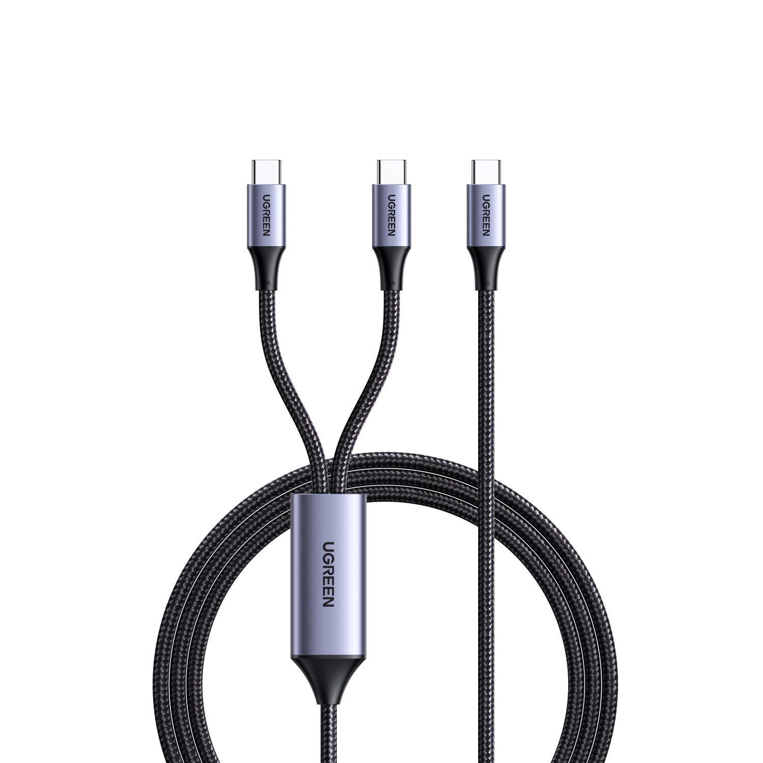 UGREEN Dual Type-C To Type-C Braided Cable 100W 1.5 Metre - Black - Black