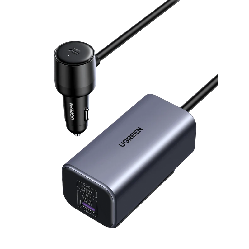 UGREEN GaN 4 Port Car Charger 150W - Grey - Grey