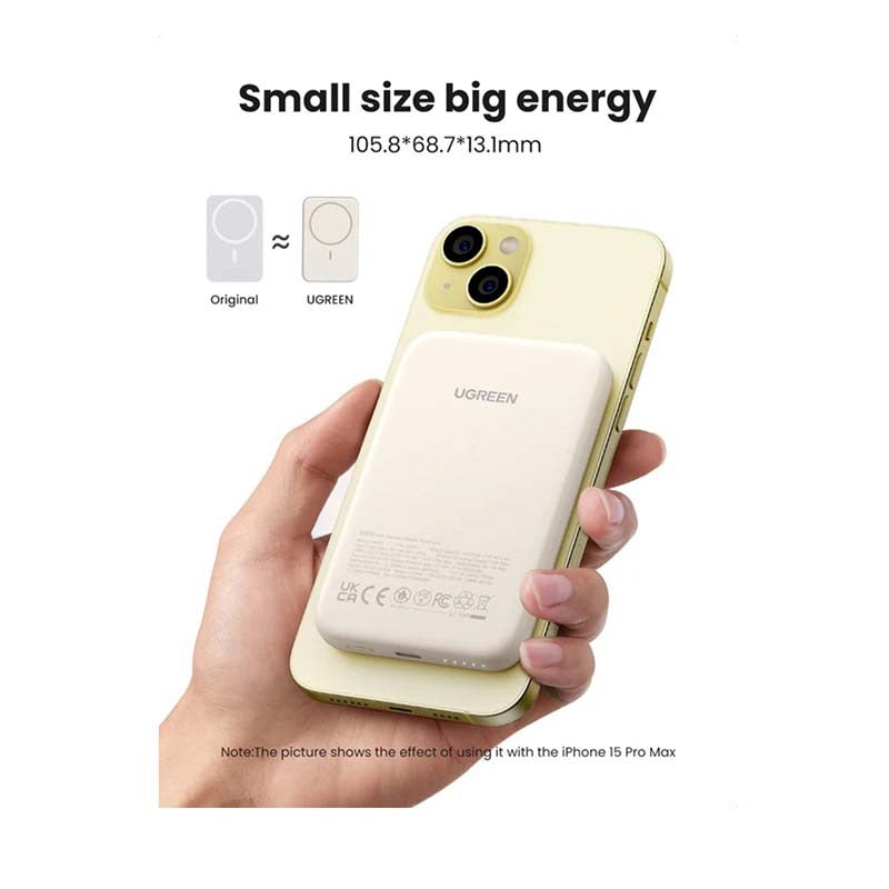 UGreen Magnetic Wireless Power Bank 5000mAh - White - White