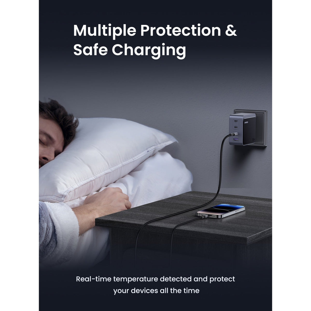 UGREEN Nexode 4 Port PD/USB Wall Charger 100W - Grey/Black - Grey/Black