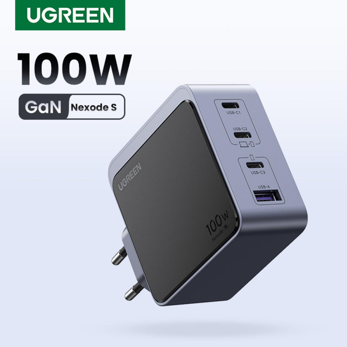 UGREEN Nexode 4 Port PD/USB Wall Charger 100W - Grey/Black - Grey/Black