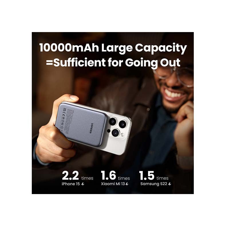 UGreen Nexode Magnetic Wireless Power Bank 10000mAh - Grey - Grey