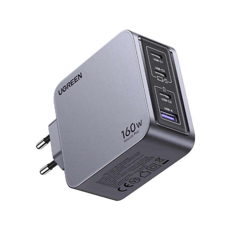 UGreen Nexode Pro 4 Port PD/USB Wall Charger - Grey - Grey