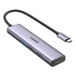 UGREEN Revodok 5-in-1 Type C Hub | 4K HDMI | Type-C | USB3.0 | USB2.0 - Silver - Silver