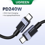 UGREEN Type-C To Type-C Braided Cable 240W 2 Metre - Grey - Grey